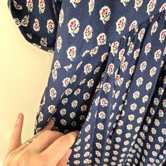 🍁Garnet Hill Navy Blue Floral Midi Dress – Size 12 - Picture 4 of 7